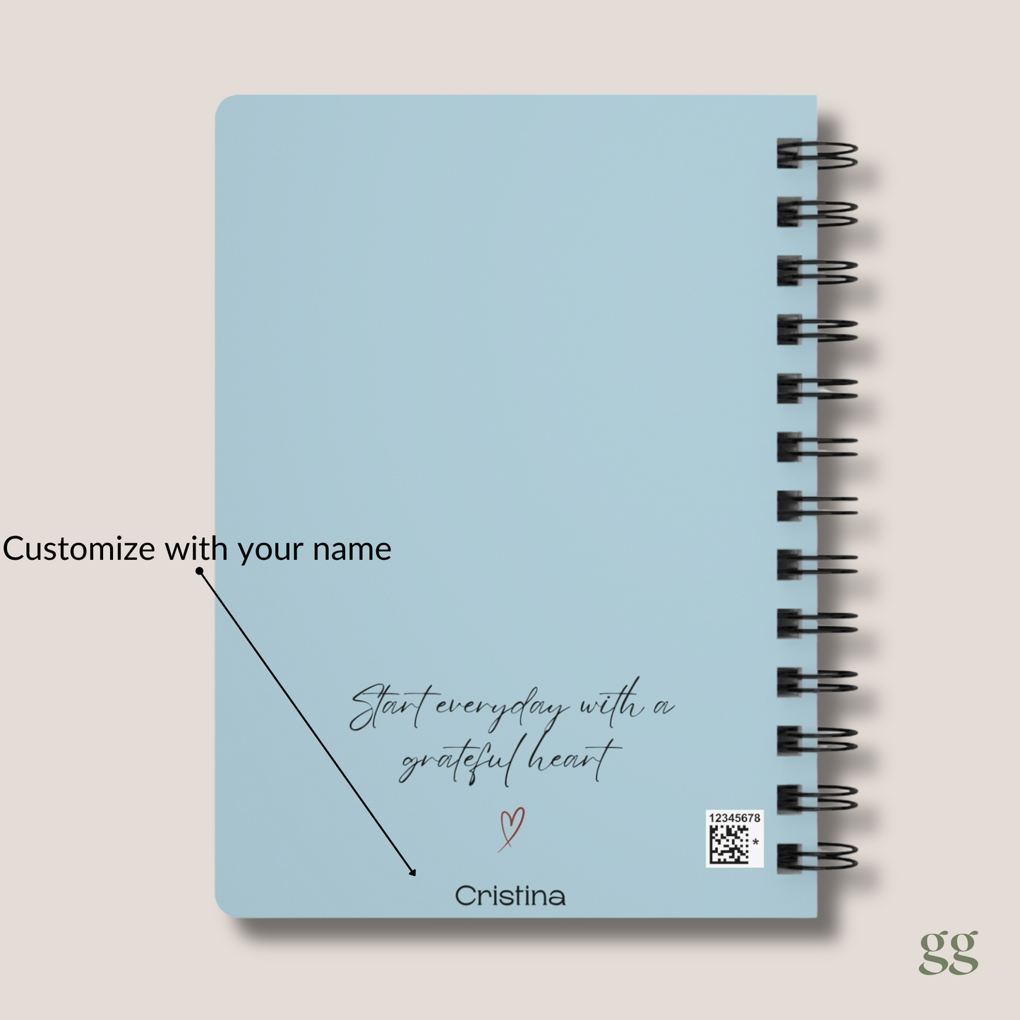 A Grateful Heart - Personalized Gratitude Journal - Baby Blue